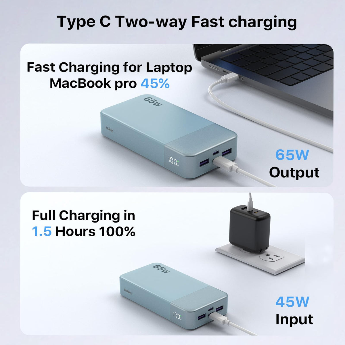 NOBIS 65W 20000mAh Portable Charger Power Bank Fast Charging - NOBIS Official Imagery - 7
