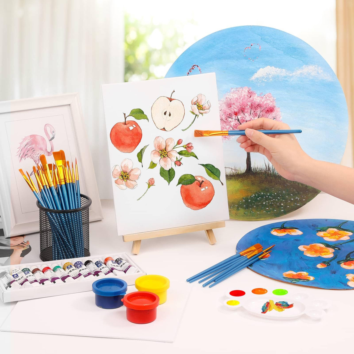 54 Pack Canvas with Easel Set 8 x 10 Inch Canvas Boards with - shynek Official Imagery - 3