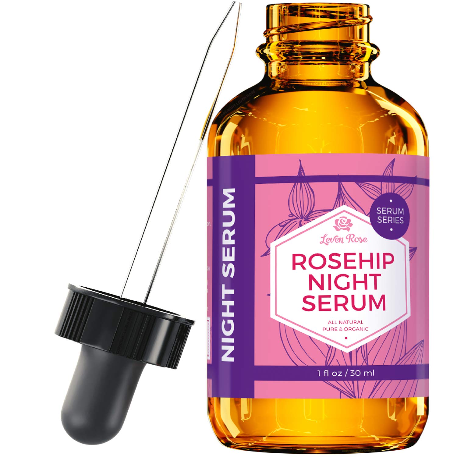 Leven Rose Rosehip Oil Night Face Serum, 100% Pure Organic Natural Rose Hip Oil - Leven Rose Official Product View 2