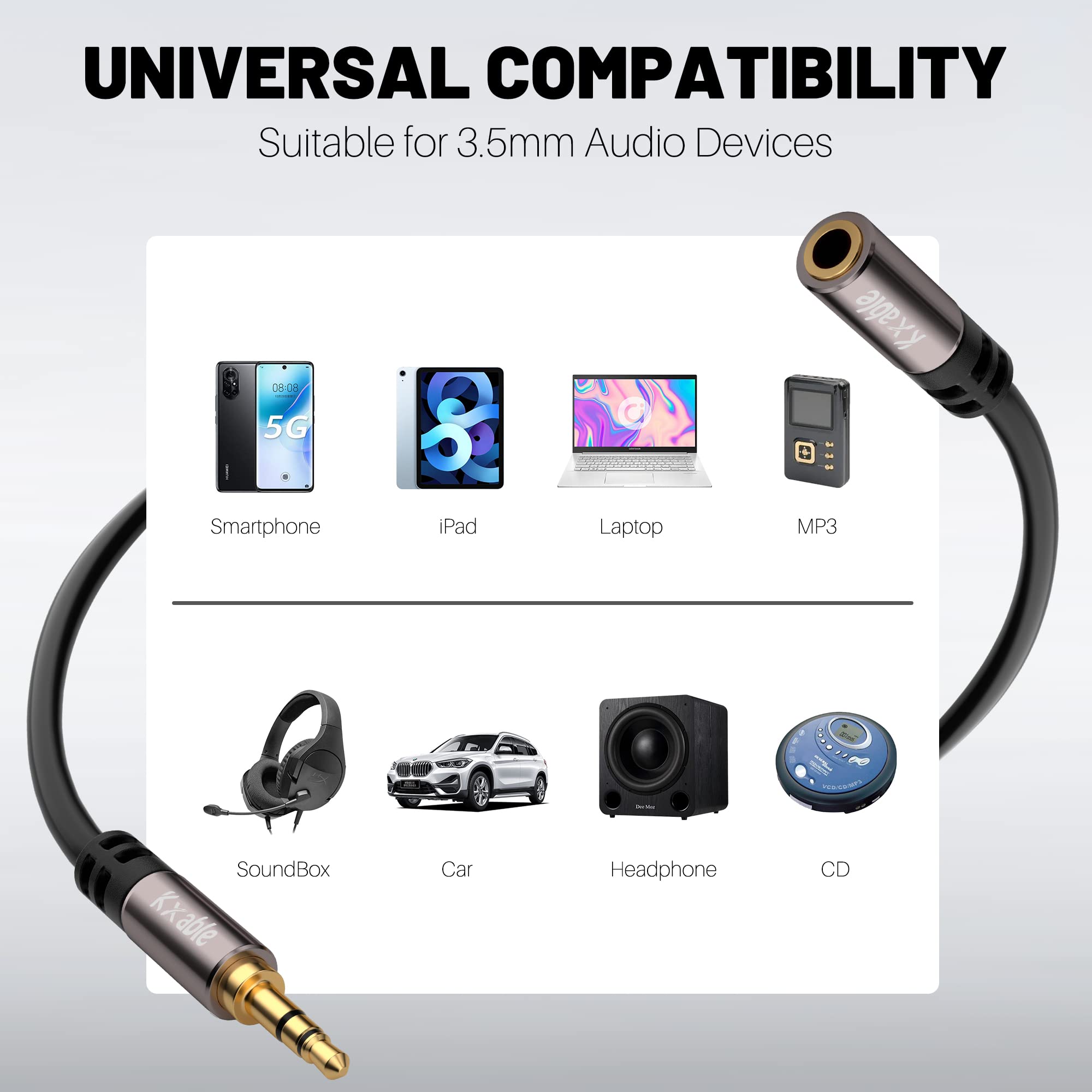 Kxable 3.5mm Extension Cable 25 Feet, Long Male to Female Auxilia by Kxable - Angle View 4