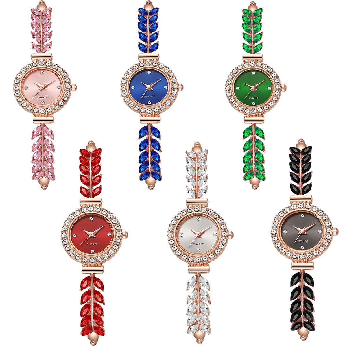 6 Pack Watch Set for Women Bling Diamond Dress Adjustable - dayutech Official Imagery - 2