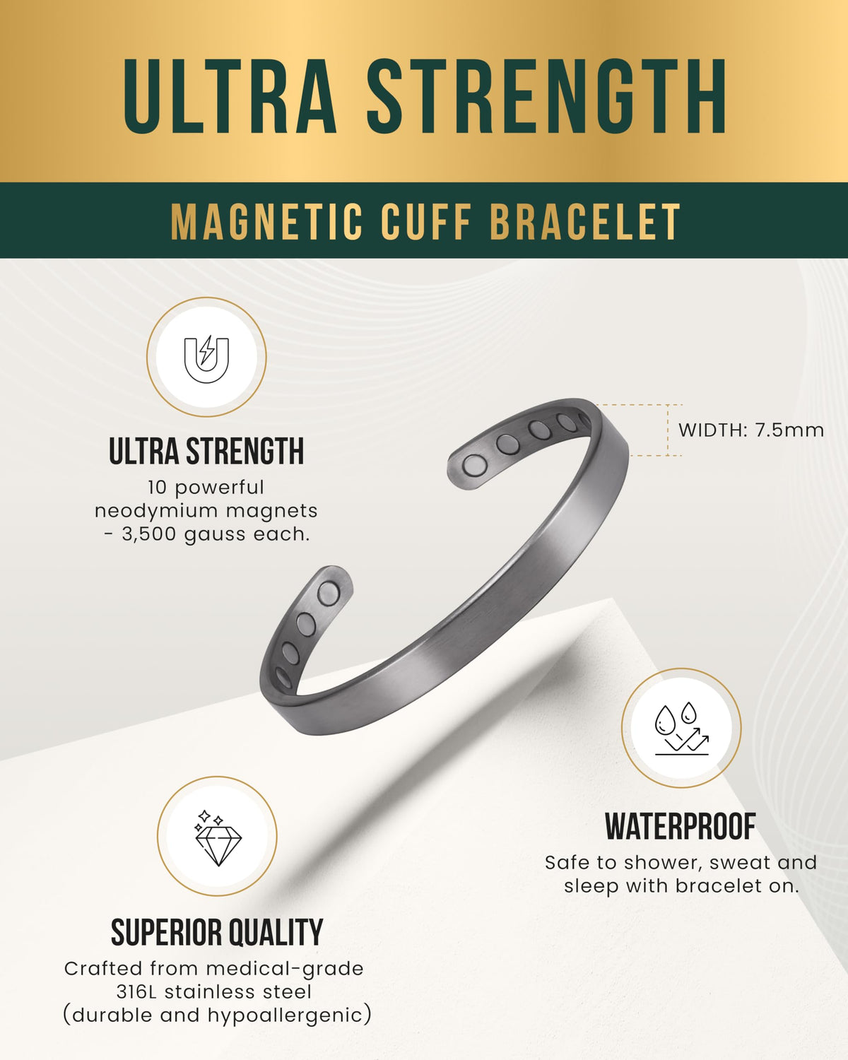 MagnetRX Magnetic Cuff Bracelets for Men Women - MagnetRX Official Imagery - 5
