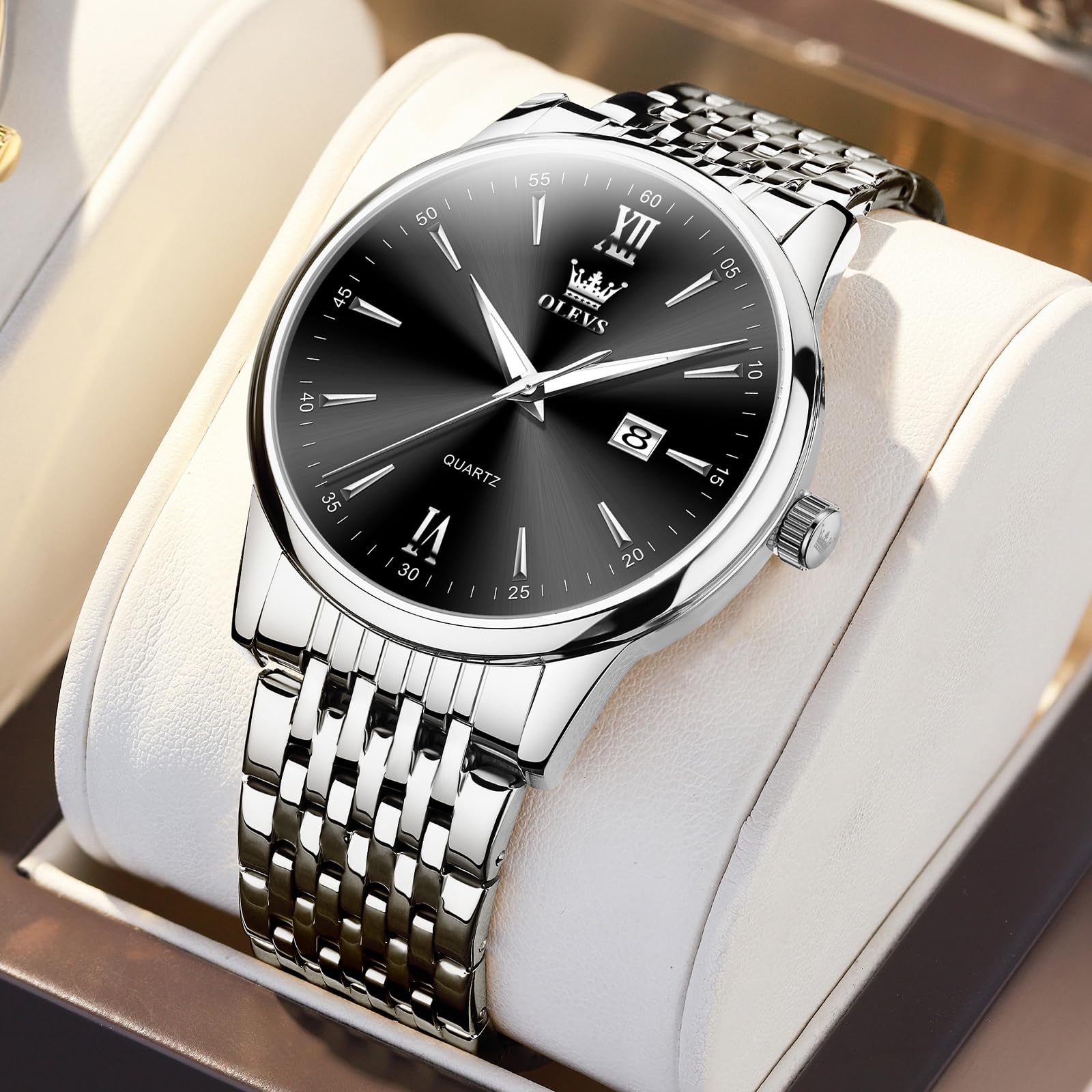 OLEVS Watches for Men Luxury Stainless Steel 30M Waterproof Quartz Dre - View 2