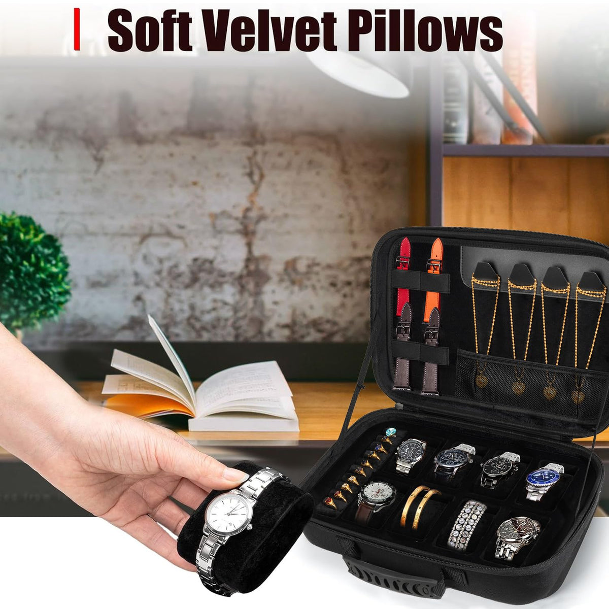 Travel Jewelry Box Watch Case 8 Slots Watch Organizer for - NIFUYOP Official Imagery - 7