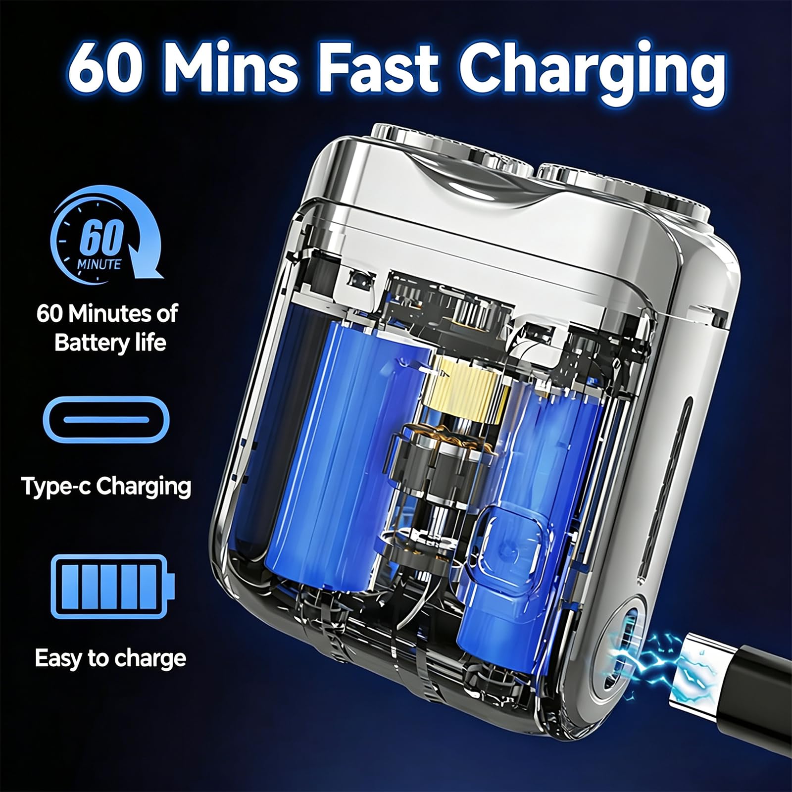 Rhycoma Mini Electric Shaver for Men with compact design, perfect for travel, featuring a sleek electric razor and easy grip handle.