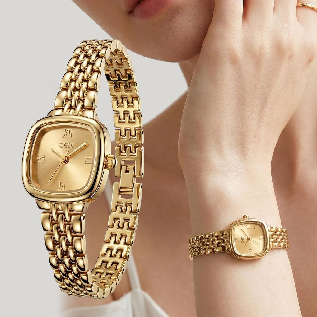 Gosasa Small Square Watch for Women Dainty Vintage Analog - Gosasa Official Imagery - 3