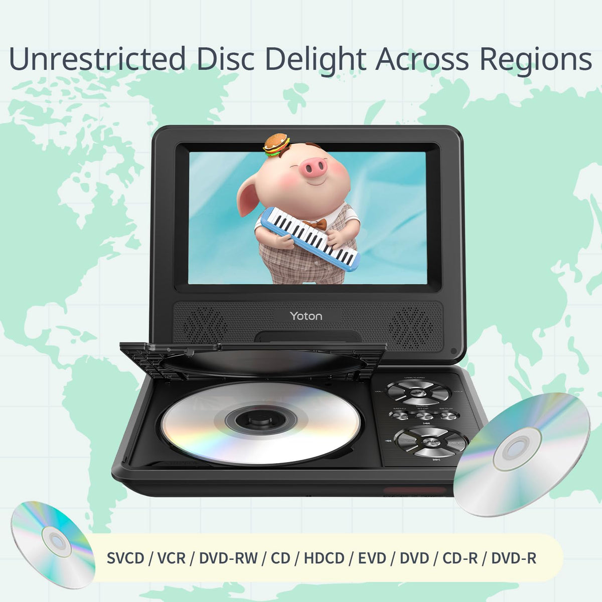 YOTON 9 5 Portable DVD Player 7 5 Swivel Screen Kids Car - YOTON Official Imagery - 3