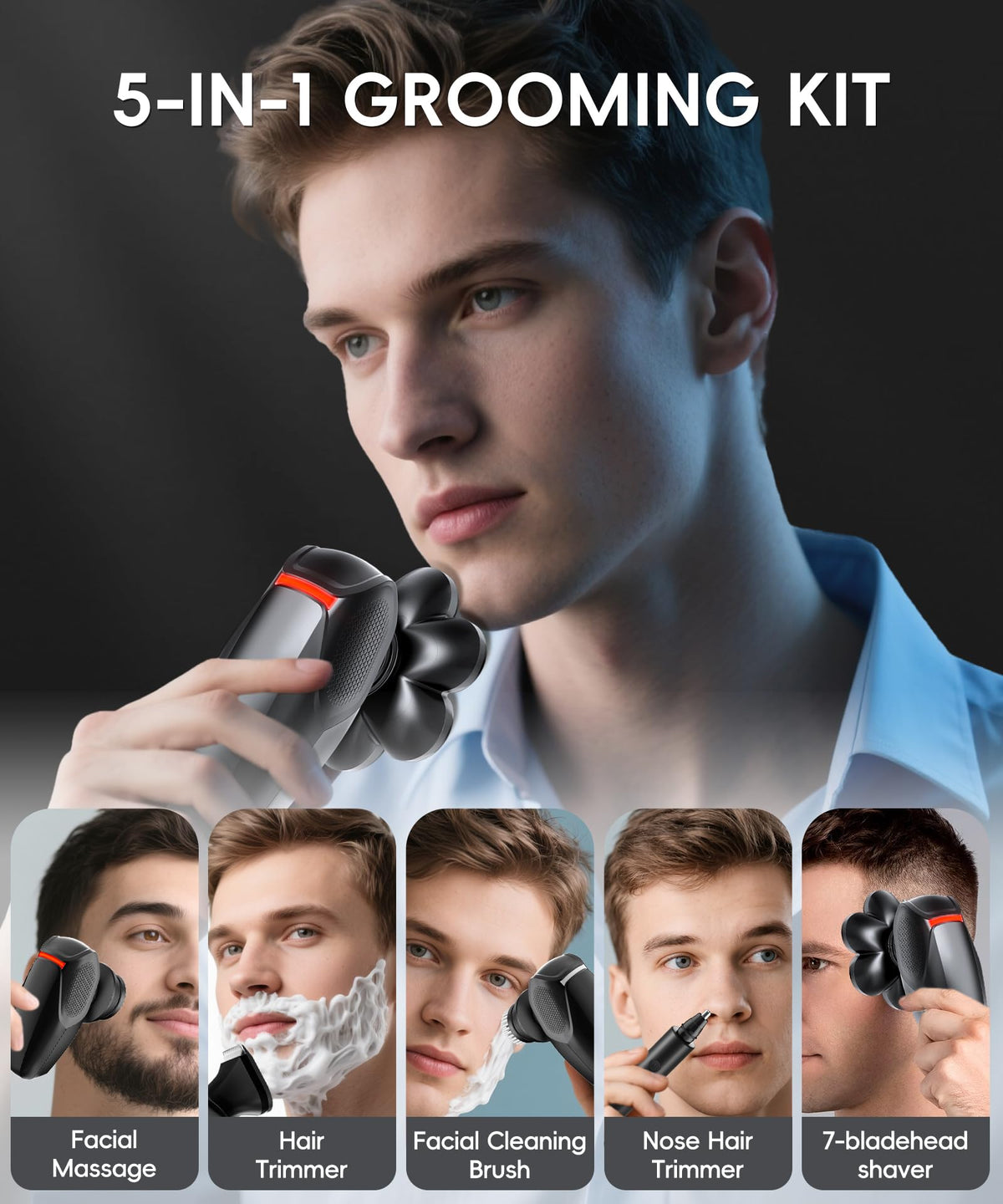 Head Shavers for Bald Men 5 in 1 Men s Grooming Kit IPX8 - Arokart Official Imagery - 8