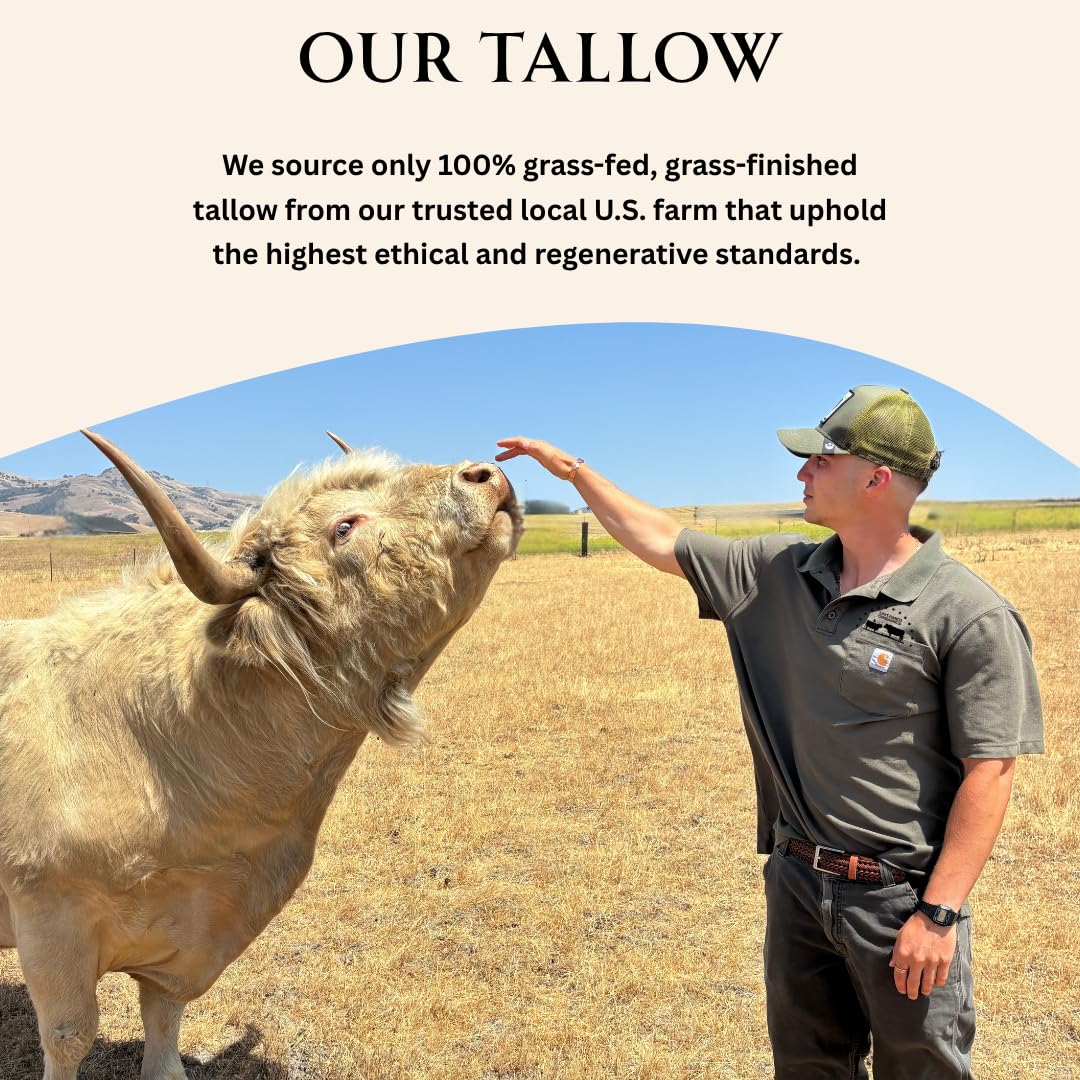 Untamed Organics Beef Tallow Balm for Skin & Face with Castor Oil & Frankincense - 100% Grass-Fed Tallow Face & Body Moisturizer for Dry Sensitive Skin - 2 oz