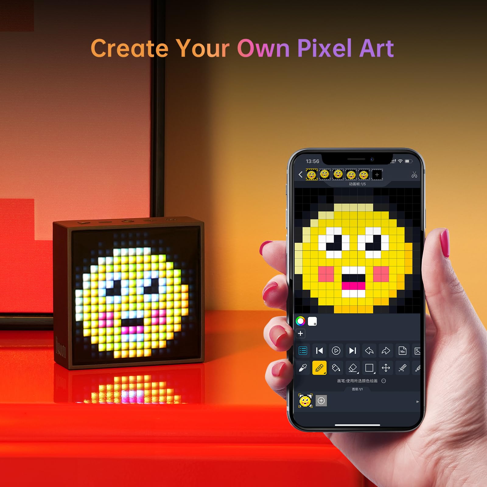 Divoom TimeBox Evo -- Pixel Art Bluetooth Speaker with 16x16 LED by Divoom - Angle View 5