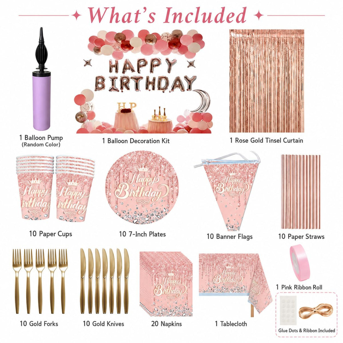 ONICON Metallic Pink Birthday Decorations Women Girls - ONCIDO Official Imagery - 4