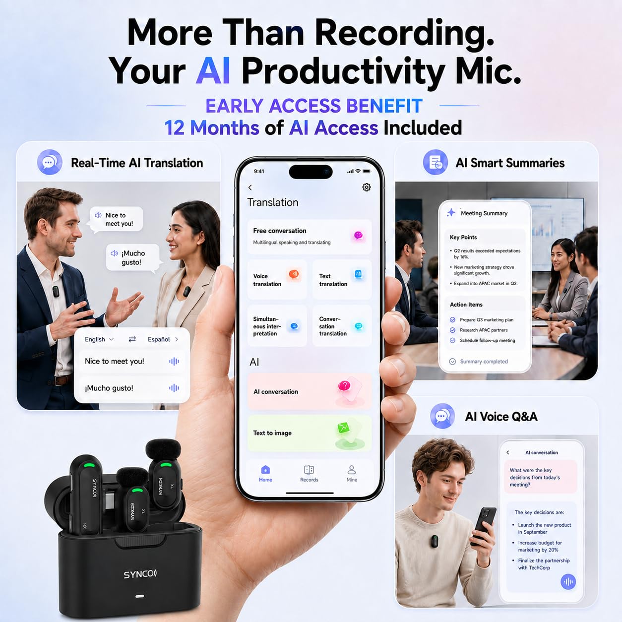 SYNCO AI Mini Wireless Lavalier Microphone for Android USB-C Crea - SYNCO Official Product View 7