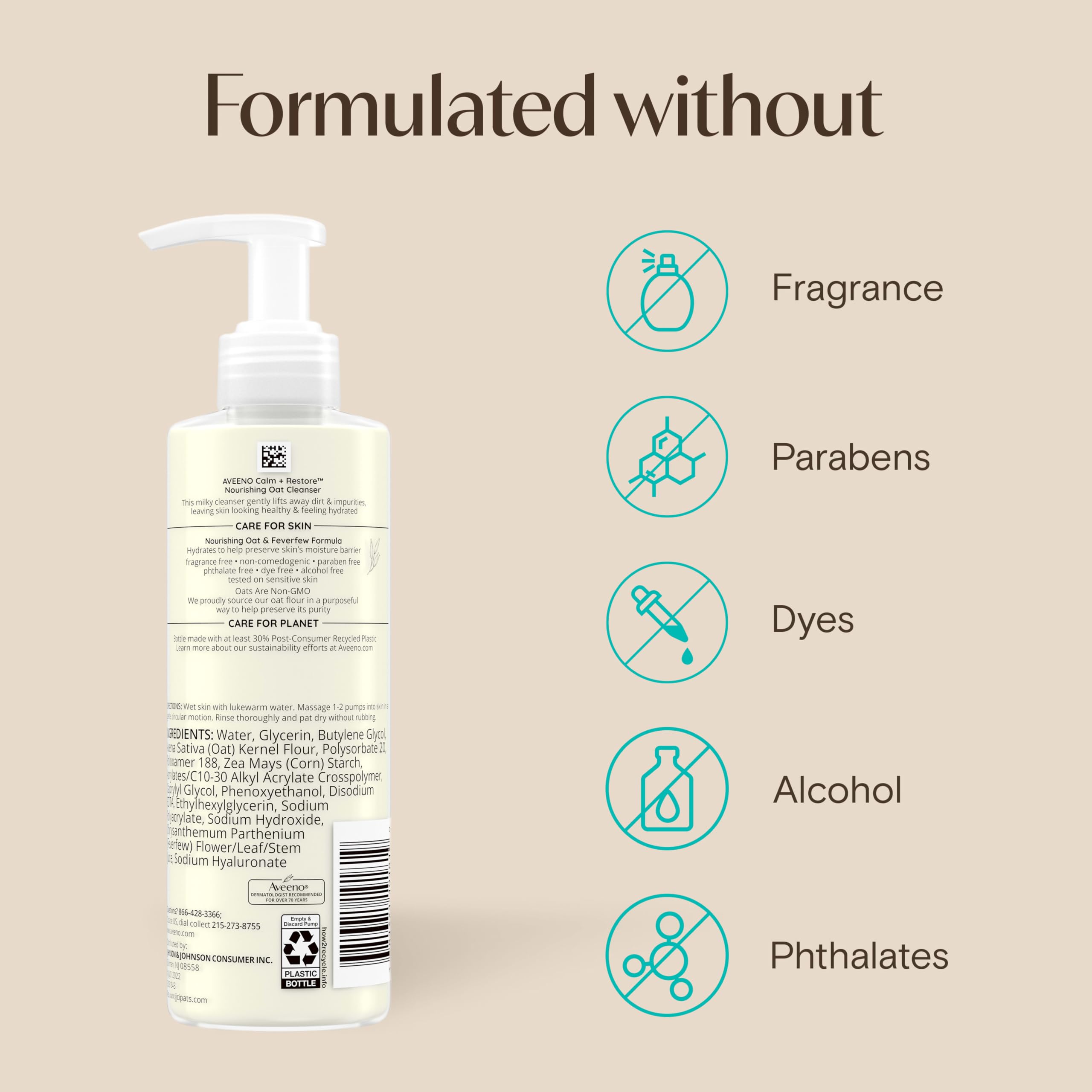 Aveeno Calm + Restore Nourishing Oat Face Cleanser, Daily Hydrating Facial - Aveeno Official Product View 9