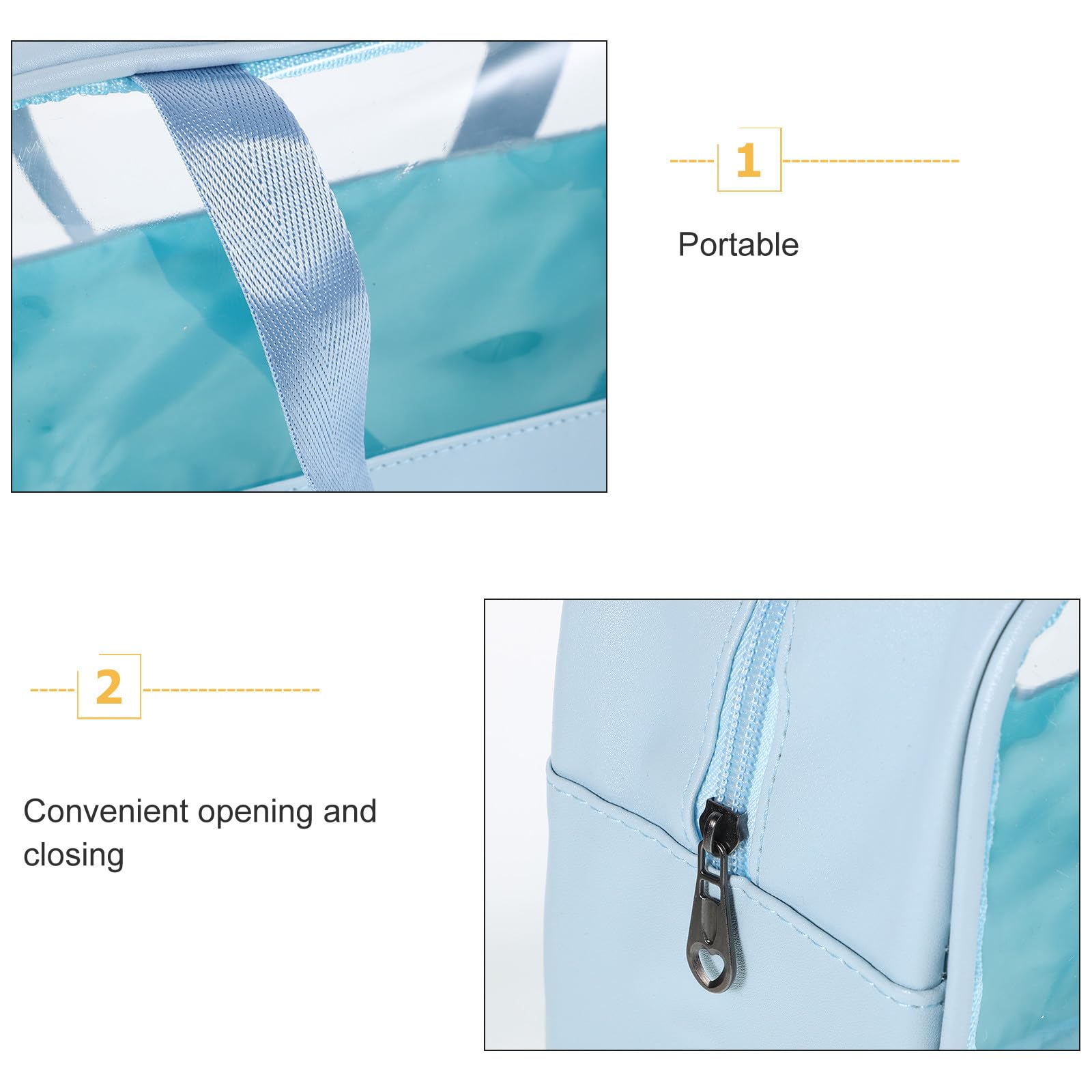 Healifty Large Capacity Waterproof Makeup Bag with Handle, Blue Large Multifunctional Travel Toiletry Organizer Pouch for Women, Portable Cosmetic Storage and Wash Bag for School and Travel