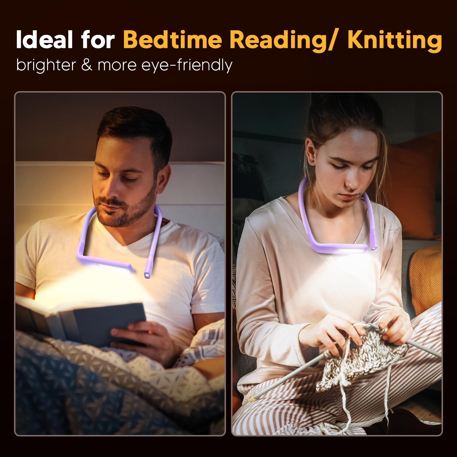 EastPin Reading Lights for Books in Bed, 3 Colors Dimmable Neck Light - View 4