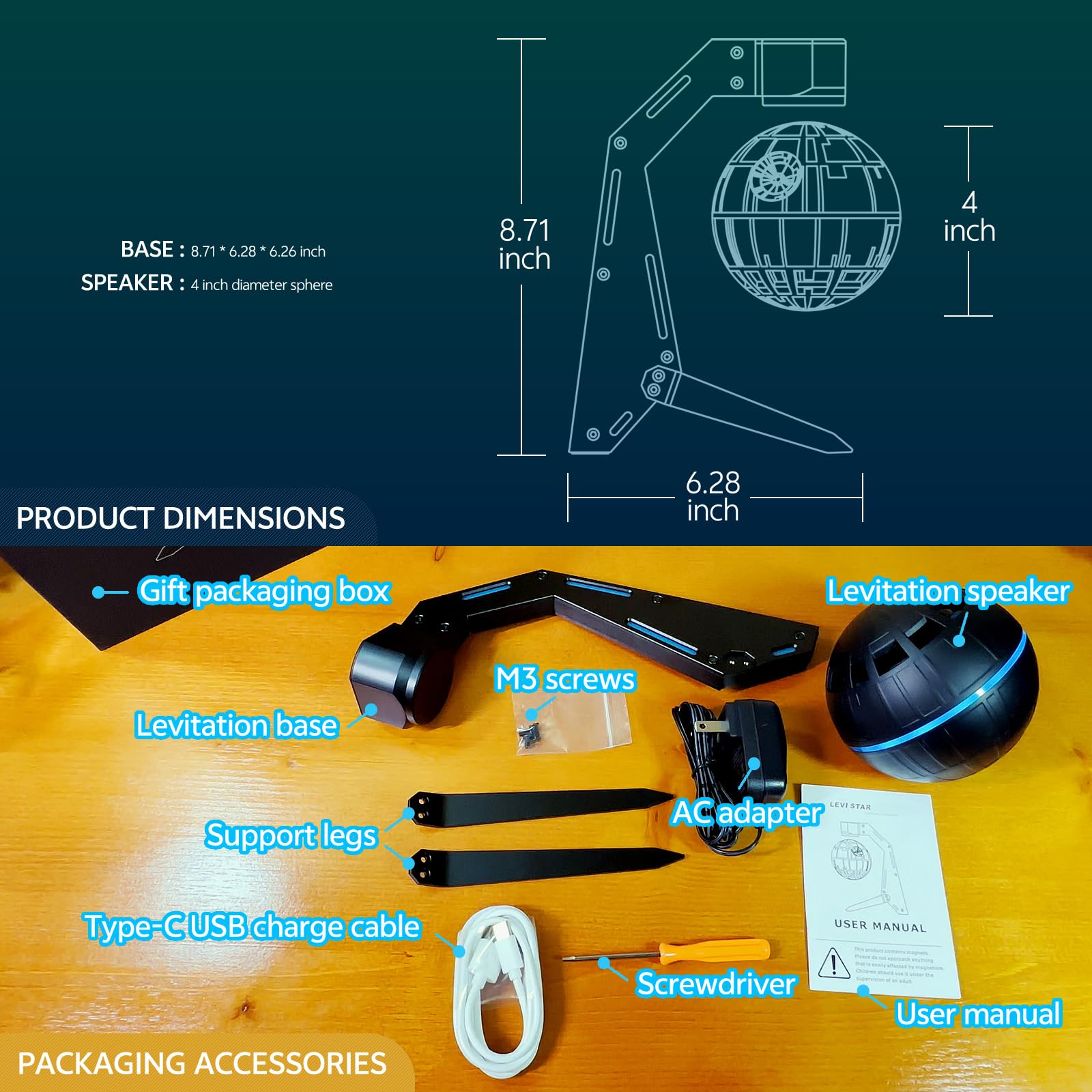WKYSTR Magnetic Levitation Bluetooth Speaker, Floating & Spinning - WKYSTR Official Product View 6