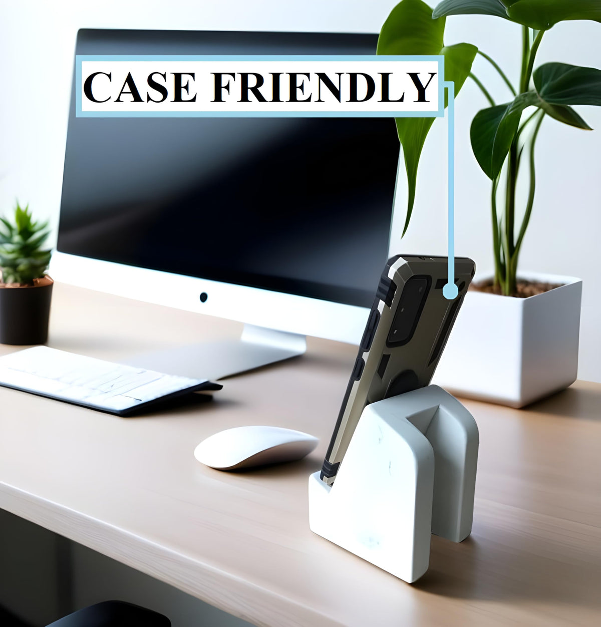 FLOWMAR Marble Phone Stand for Desk Heavy Quartz Cell Phone - FLOWMAR Official Imagery - 5