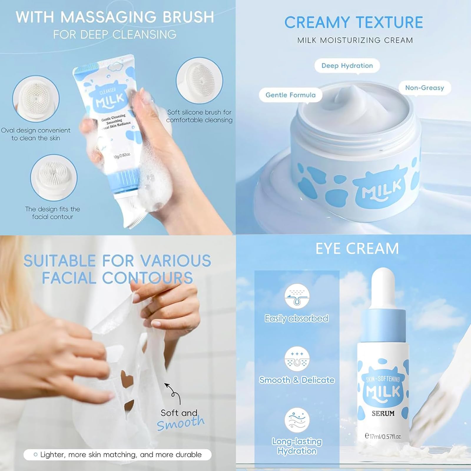Milk Skin Care Set for Kids, 12 IN 1 Moisturizing &amp; Gentle - BliBling