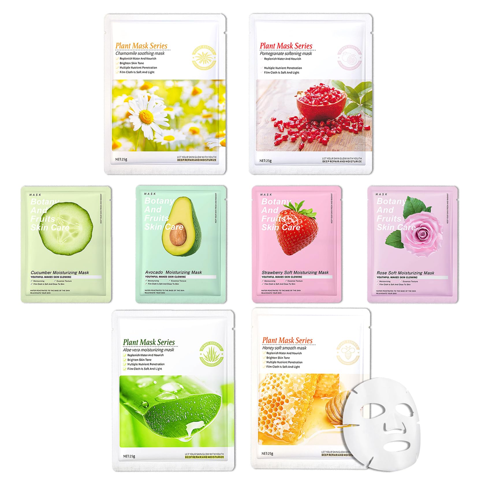 10PCS Hydrating Facial Sheet Mask,Moisturizing Face Masks - JunKuJK