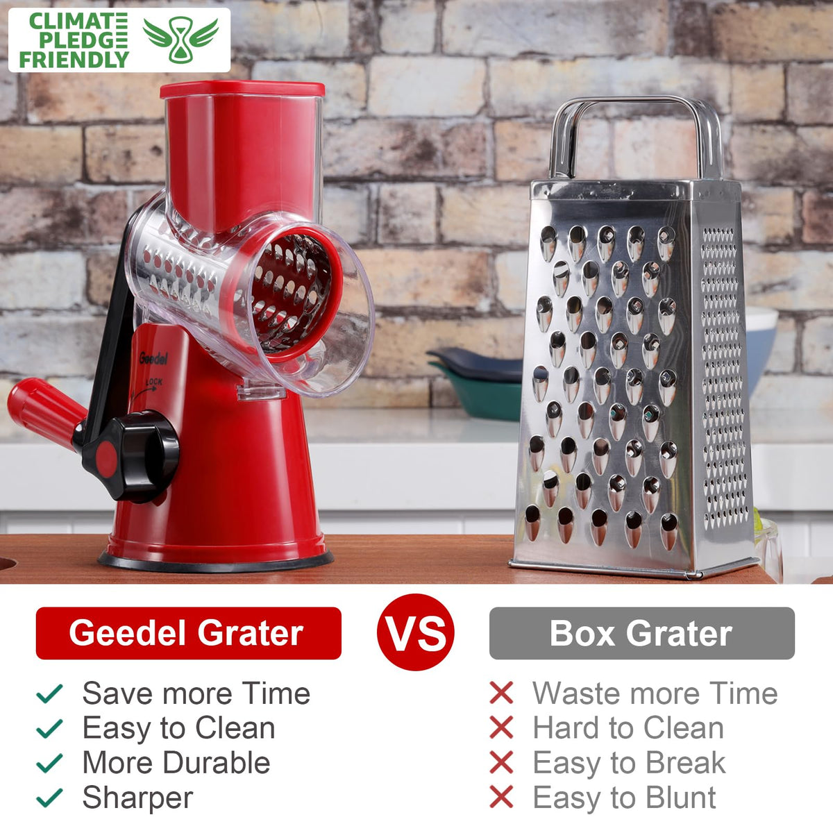Geedel Rotary Cheese Grater Hand Crank Cheese Shredder - Geedel Official Imagery - 7