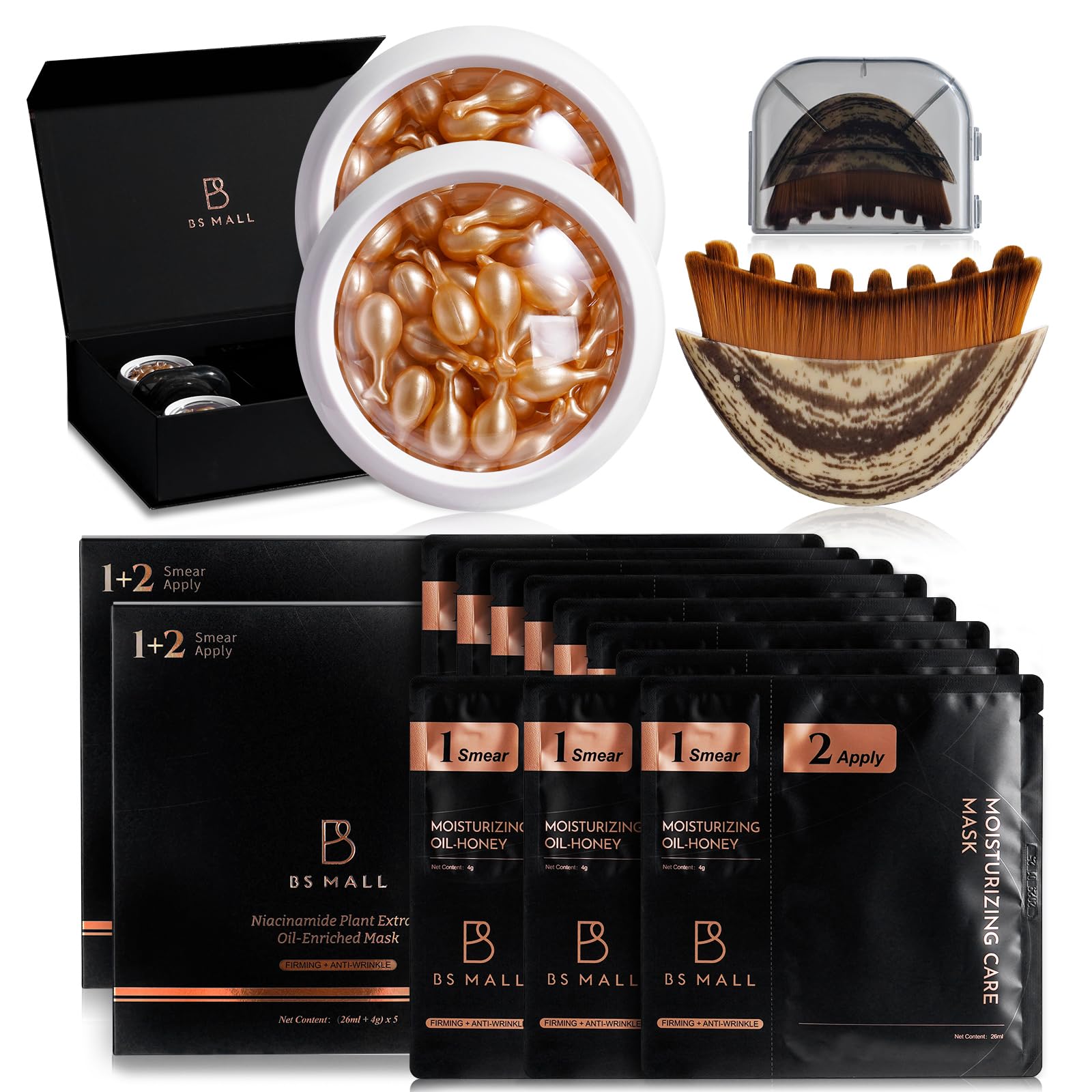 BS-MALL 2 Niacinamide Facial Mask + 2 Fullerene Placenta Essence - Product Imagery
