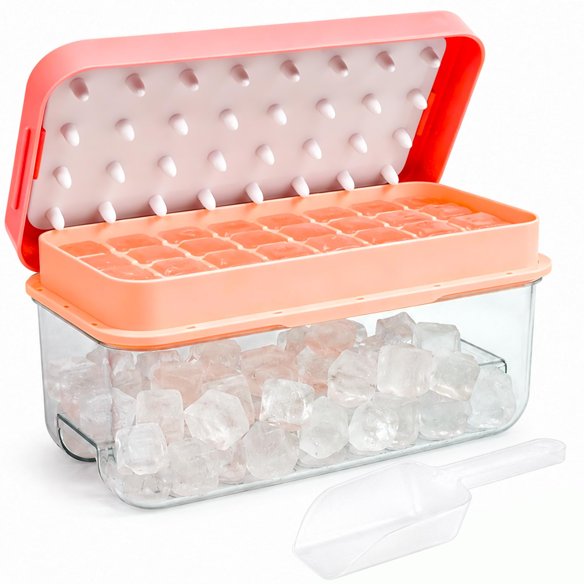 QUELIEN Ice Trays for Freezer with Lid & Bin, Ice Cube Tray Making 64 pcs Ice Cu - QUELIEN Official Product View 10