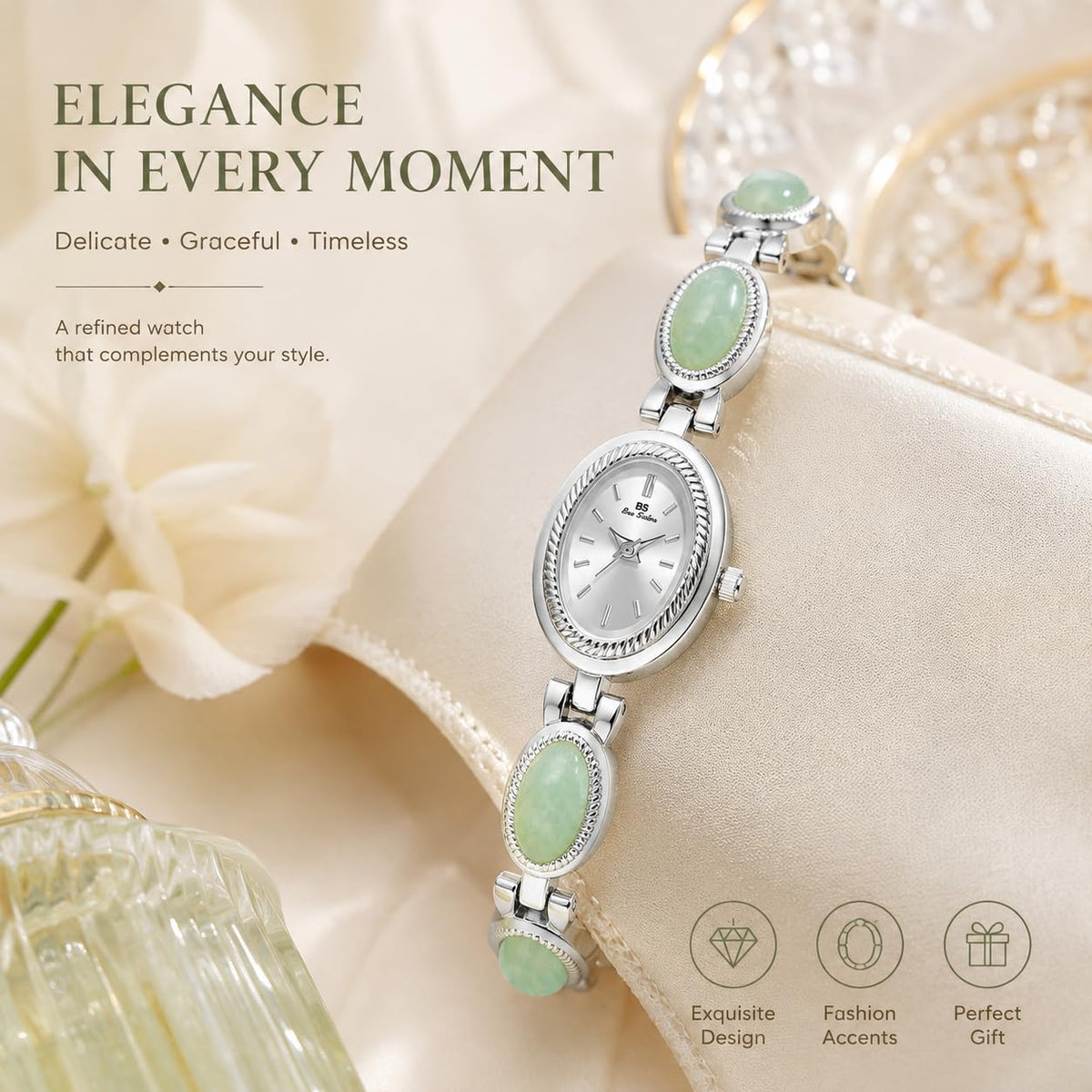 MASTOP Luxury Vintage Gold Watches for Women with Jade - MASTOP Official Imagery - 3