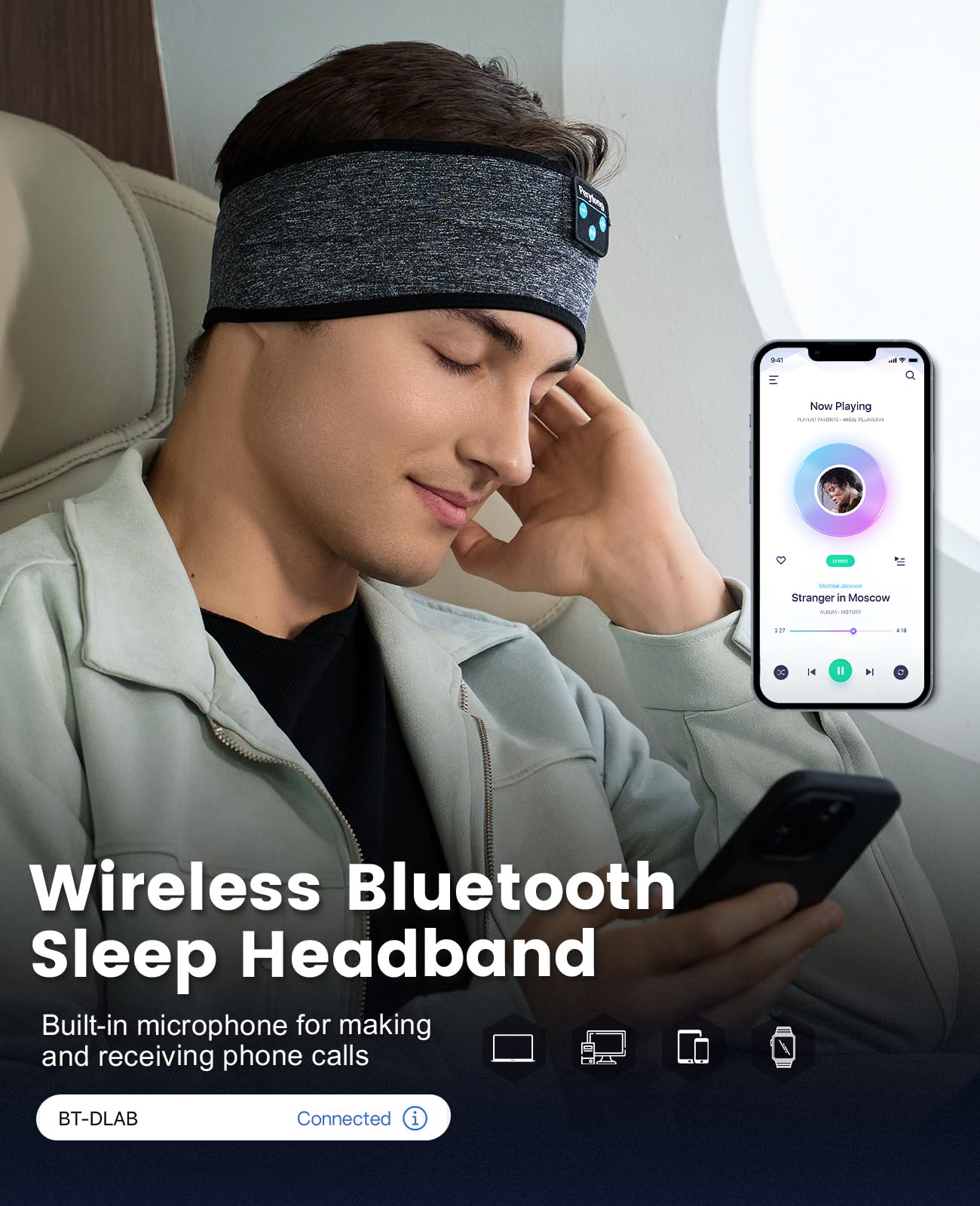 Perytong Sleep Headphones Wireless, Bluetooth Sports Headband Headphones with Ul - Perytong Official Product View 7