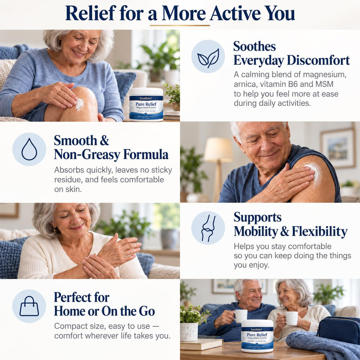 Pure Relief Magnesium Cream Contains Magnesium Msm Arnica - TotalRelief Official Imagery - 4