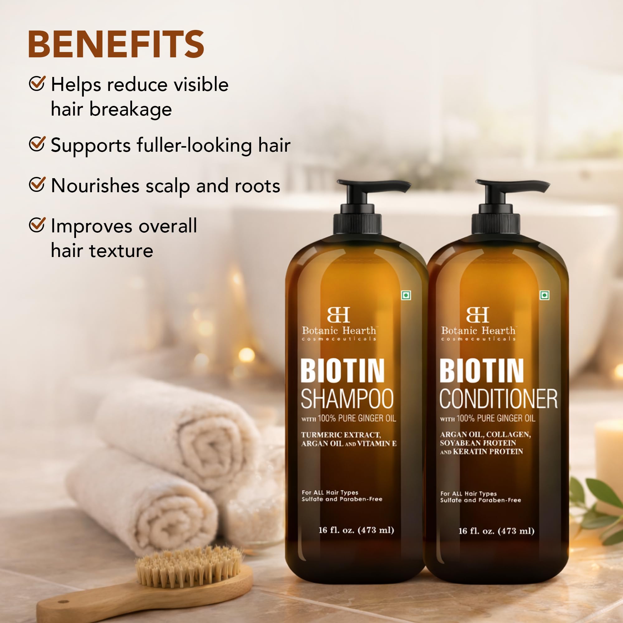 Botanic Hearth Biotin Shampoo and Conditioner Set - with Ginger Oil & Keratin - Botanic Hearth Official Product View 4