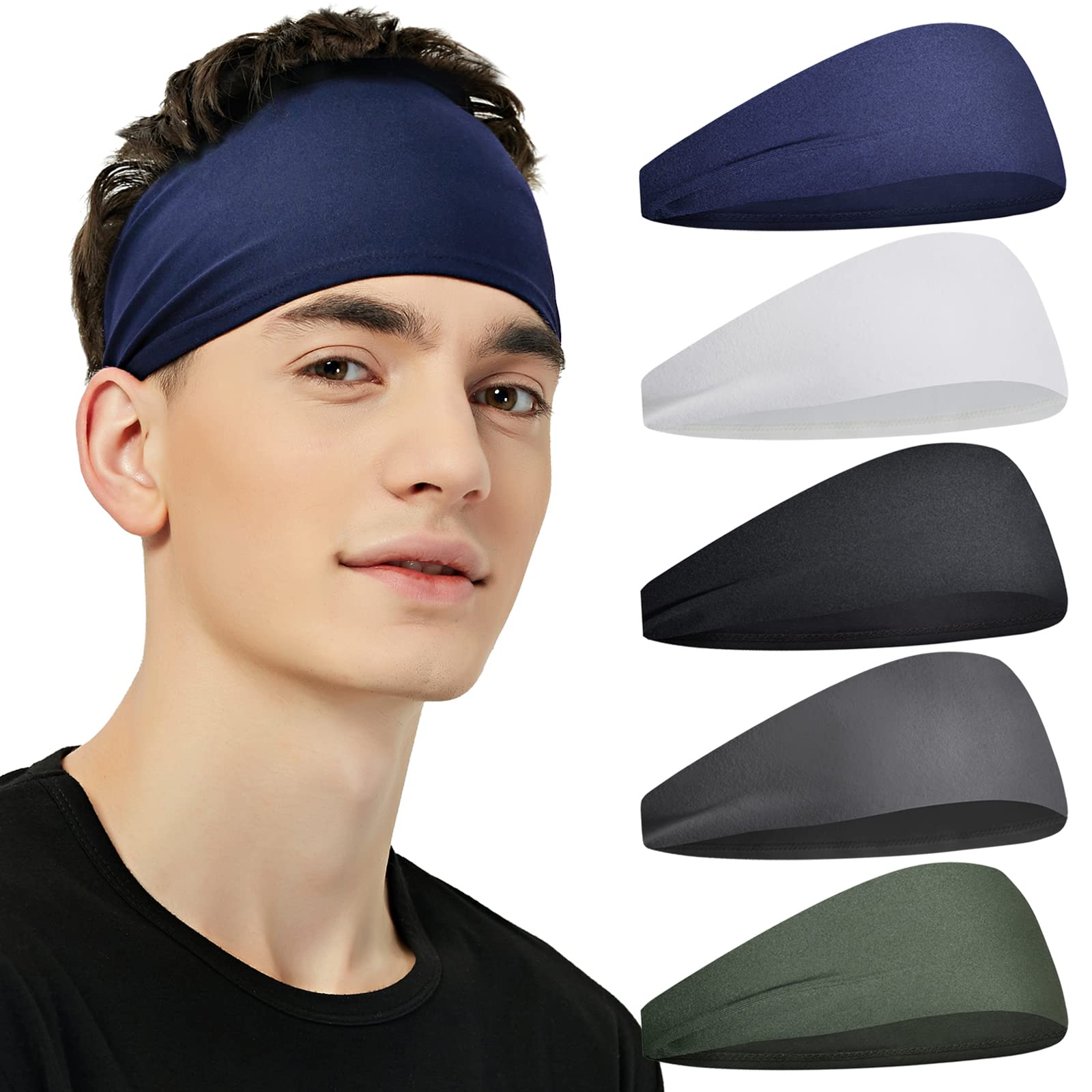 Pilamor Sports Headbands for Men 5 Pack,Sweatbands for Men Workou - Pilamor Official Product View 10