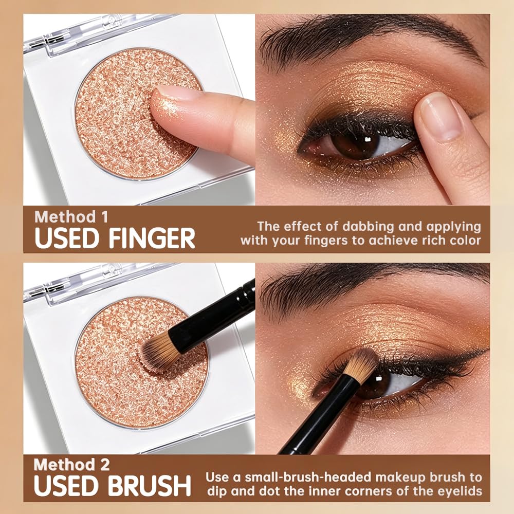 LZMYTTBD Champagne Gold Shimmer Single Eyeshadow, Metallic Pearl Eye Shadow | Smooth Blendable Formula, High Pigment, Crease Resistant Longwear Makeup for All Skin Tones B3
