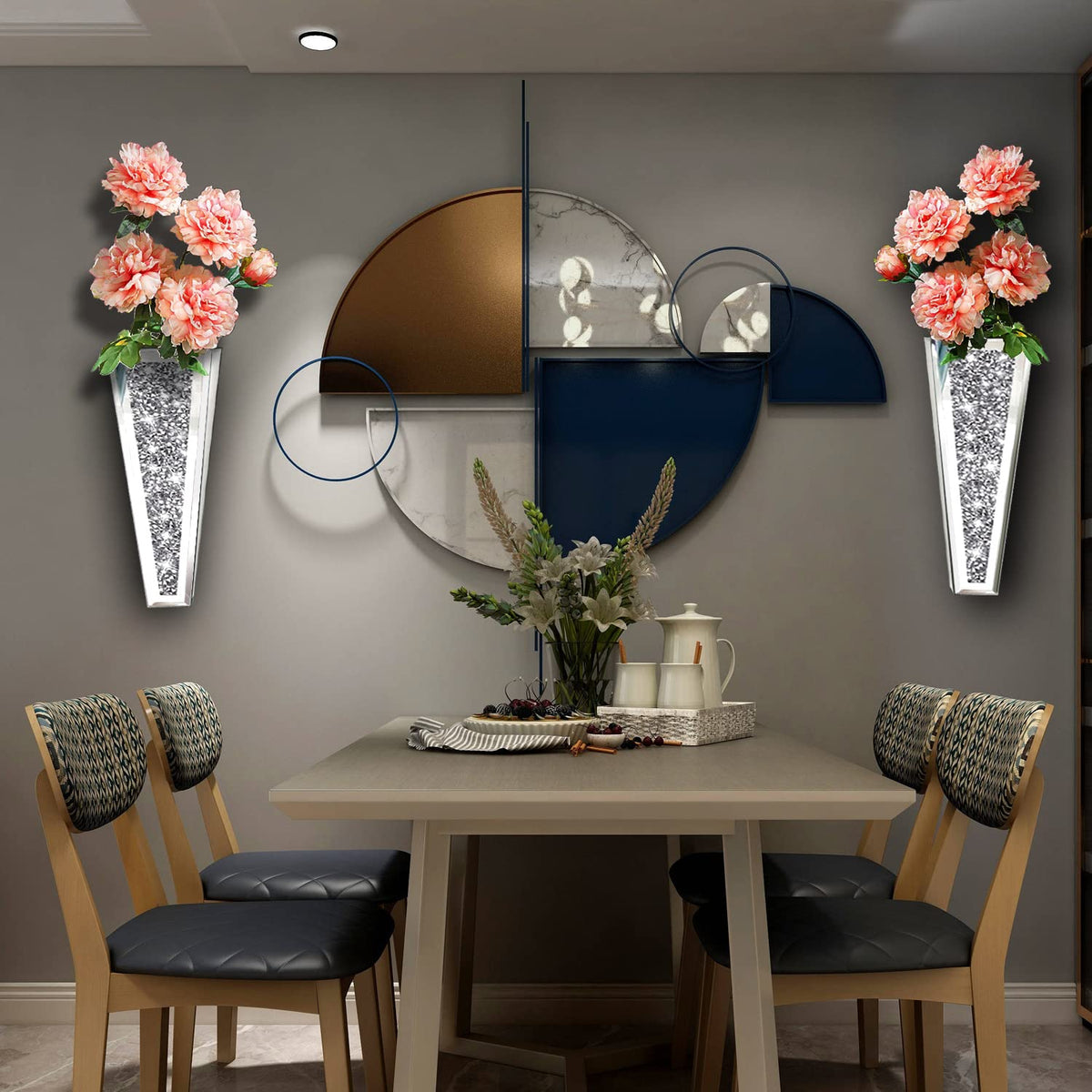 Flower Vase Crushed Diamond Mirrored Hanging Planter - XIHACTY Official Imagery - 5