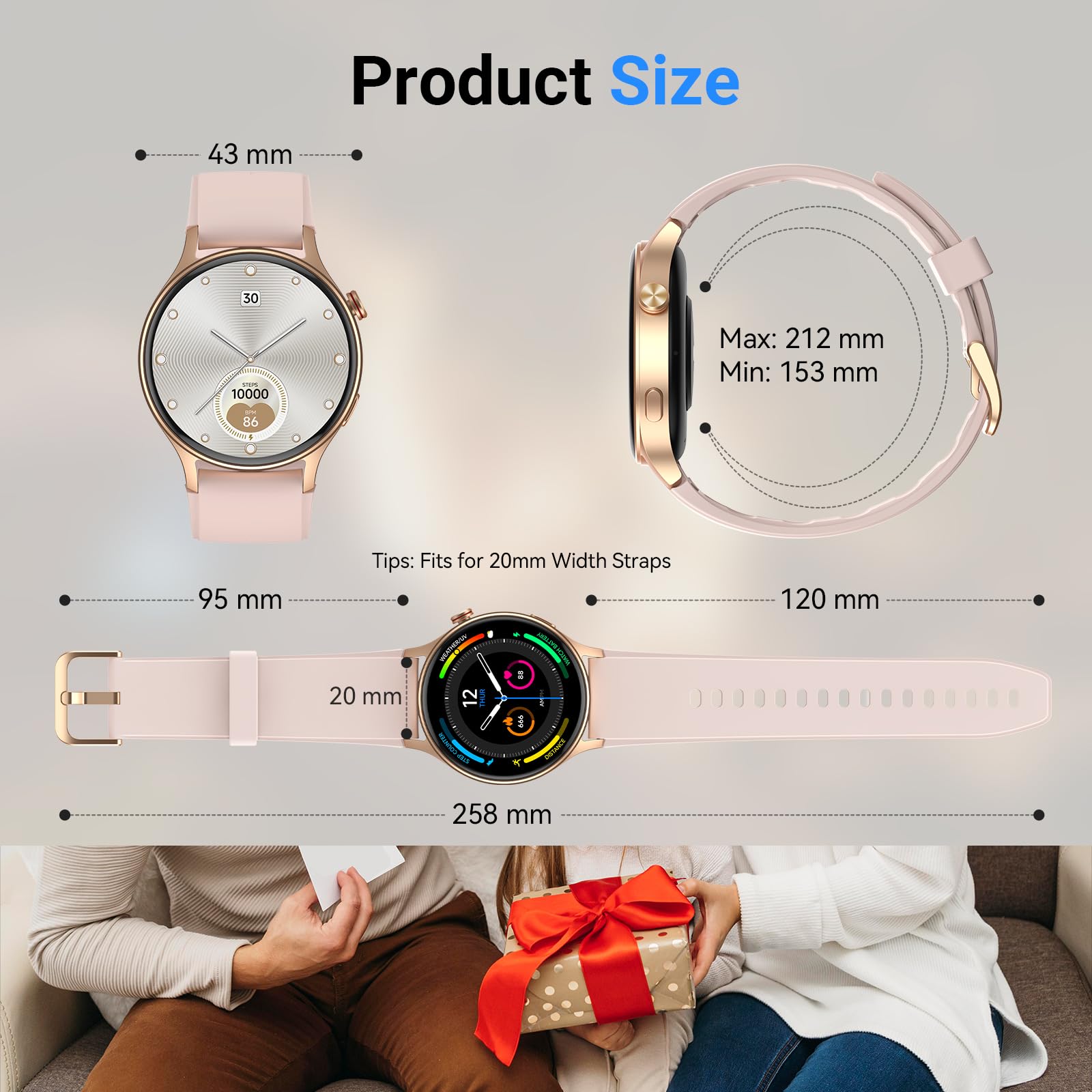 Fitpolo Smart Watch for Women,1.3" AMOLED Touchscreen Fitness Tracker, - View 8