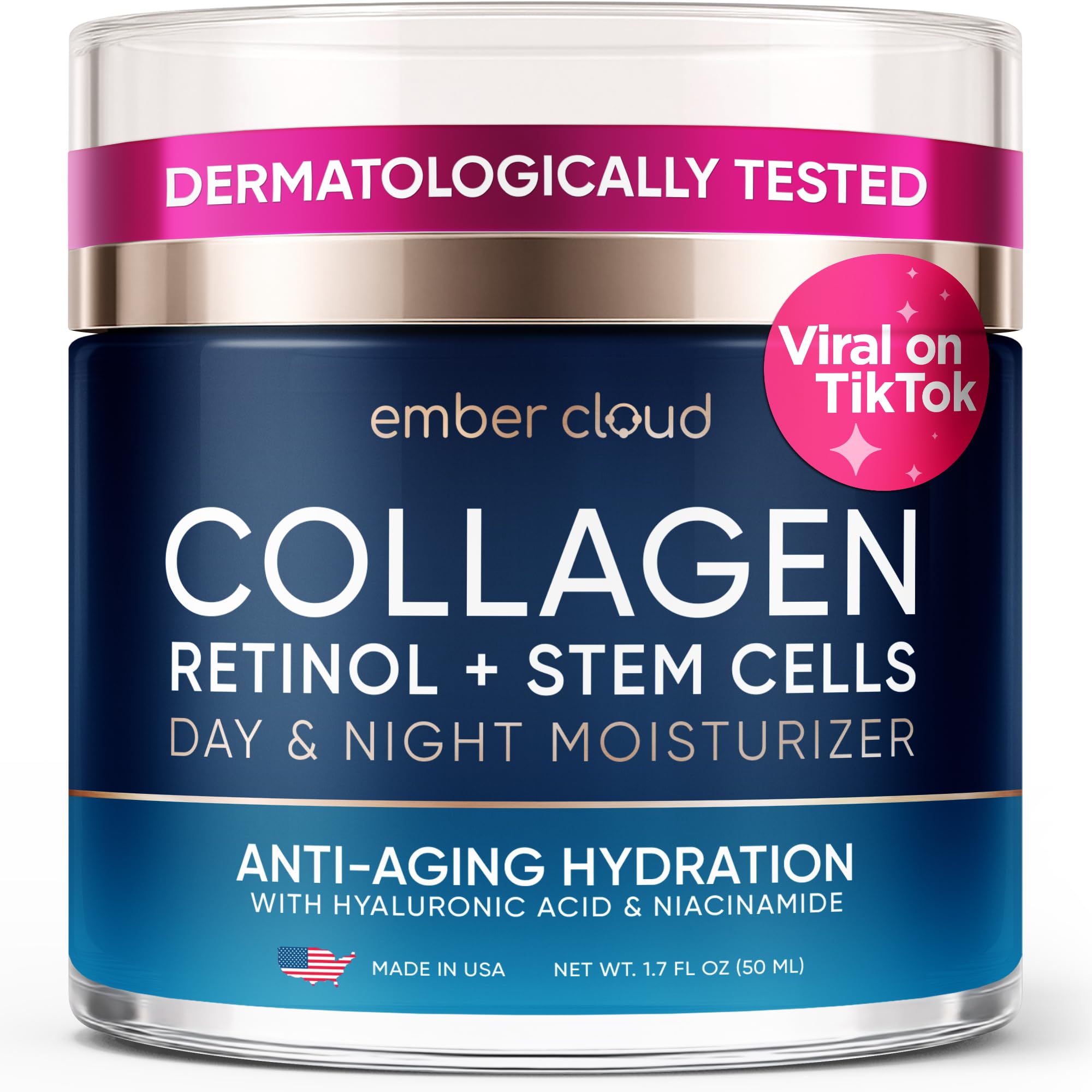 Collagen Stem Cell Cream with Retinol, Hyaluronic Acid 1.7 Oz - Ember Cloud