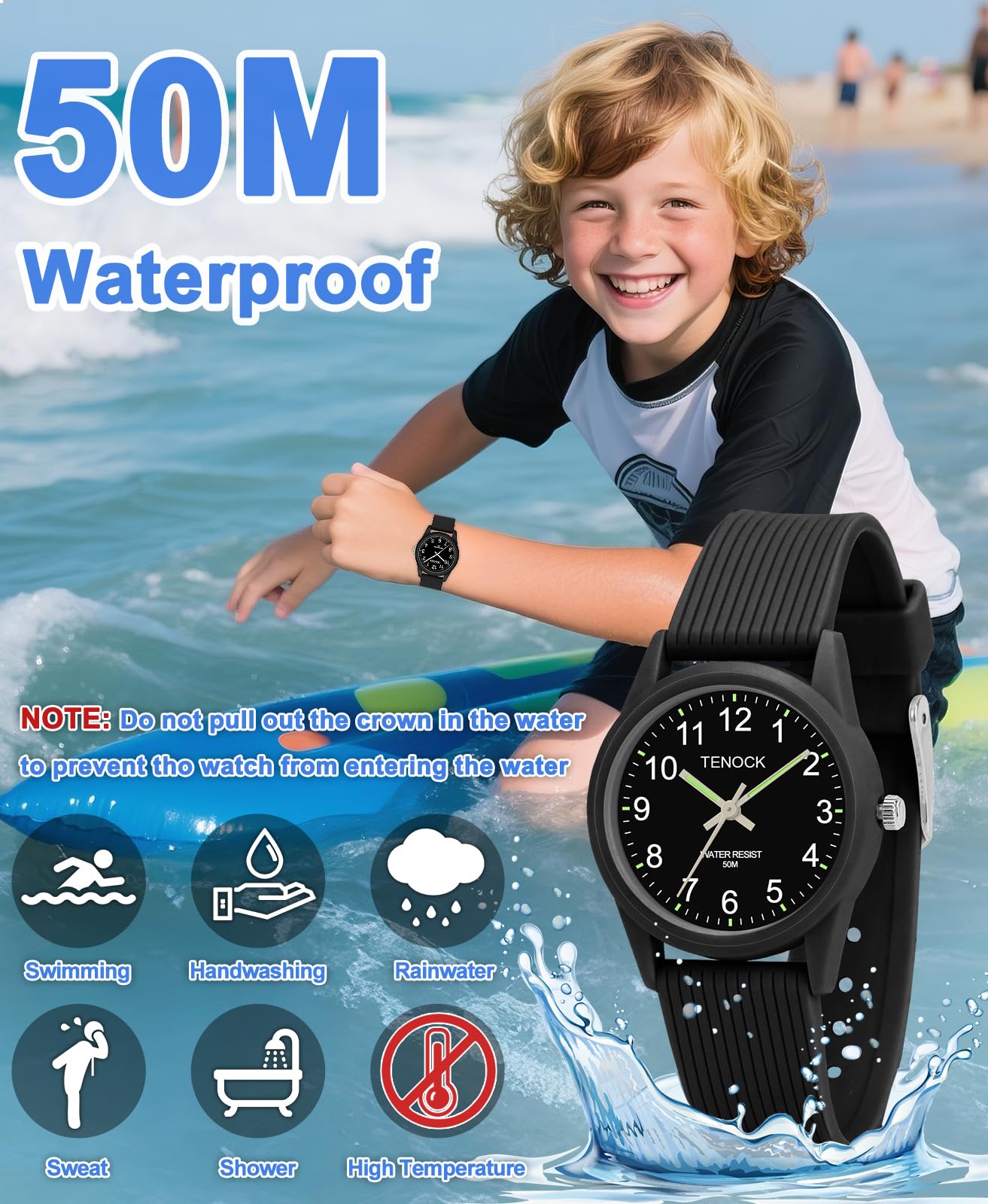 TENOCK Kids Analog Watch Waterproof Learning Time for Boys Girls Ages - View 2