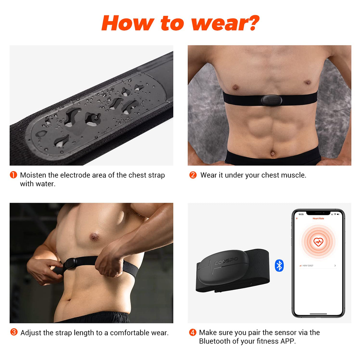 COOSPO Heart Rate Monitor Chest Strap Bluetooth and ANT HRM - CooSpo Official Imagery - 7