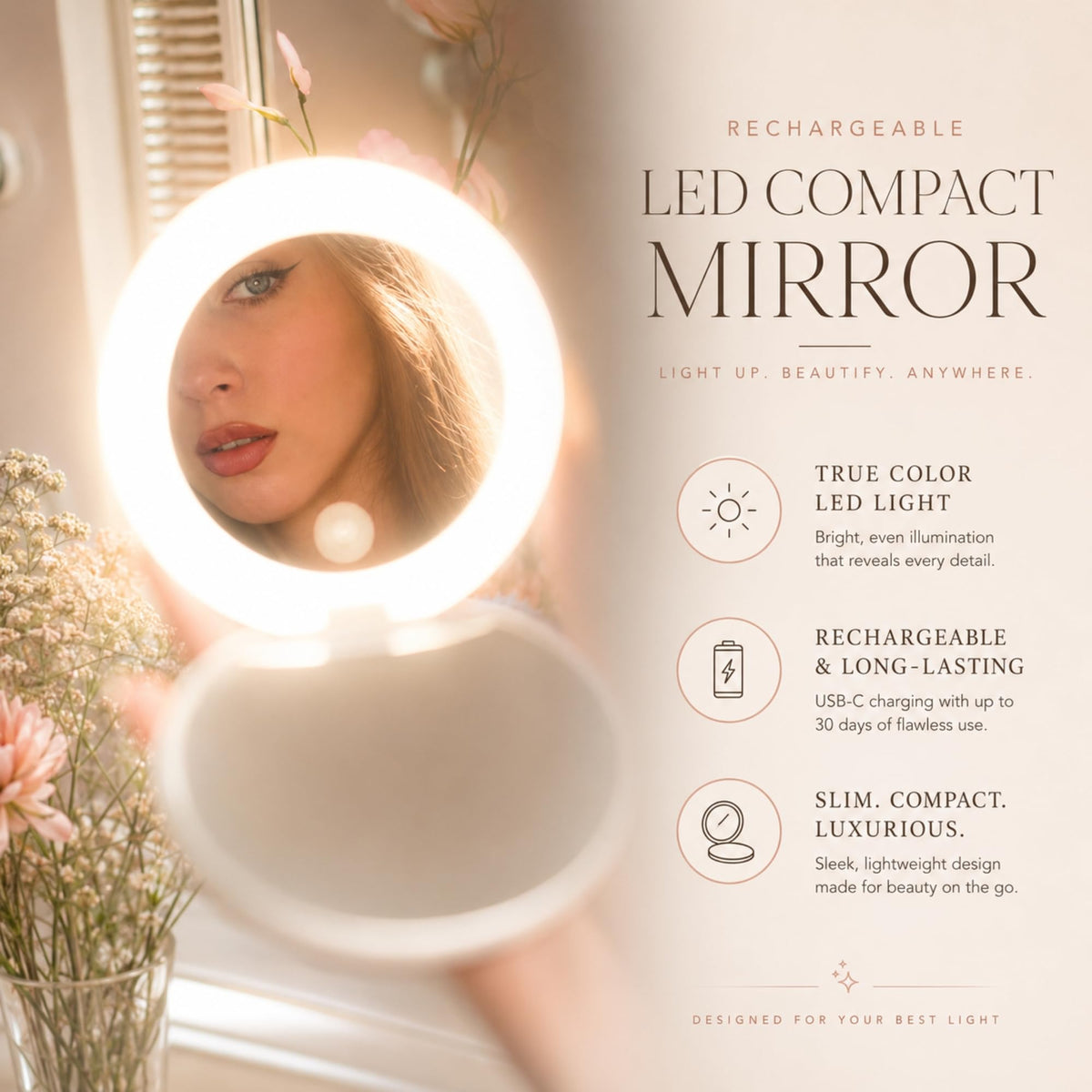 LED Compact Mirror with Light 1x 10x Magnification 30 Day - Ilios Lighting Official Imagery - 6