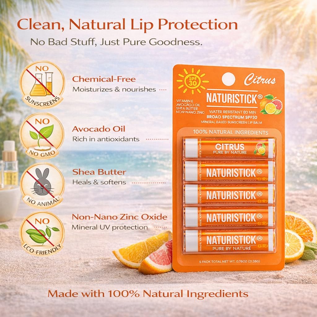Naturistick UV Pro Mineral SPF 30 Lip Sunscreen 5 Pack - Naturistick Official Imagery - 5
