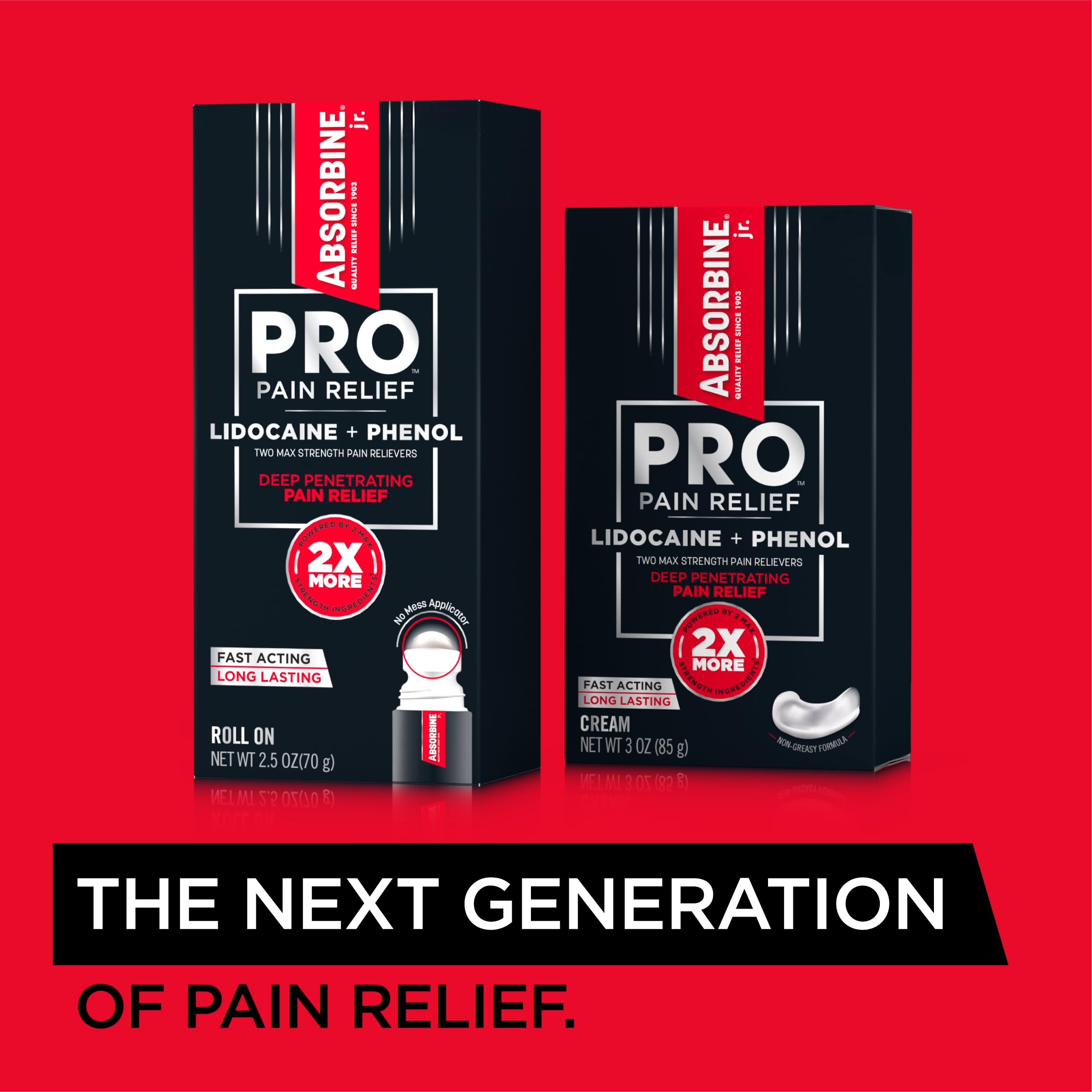 Absorbine Jr. Pro 4% Lidocaine Pain Relief Roll-On 2.5 oz