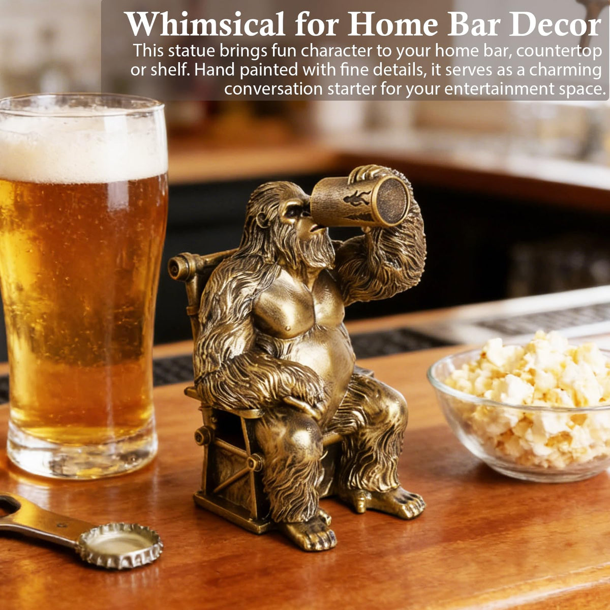 Bigfoot Statue Lazy Sasquatch Drinking Beer Whimsical Home - JJALIGHTS Official Imagery - 7