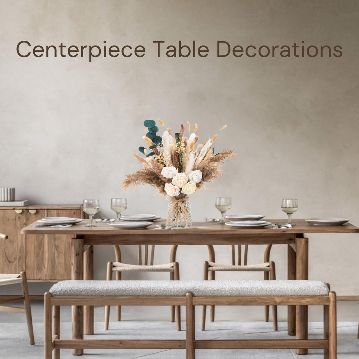 100pcs Artificial Flowers Arrangement With Vase Dining Table - RyddeligHome Official Imagery - 7