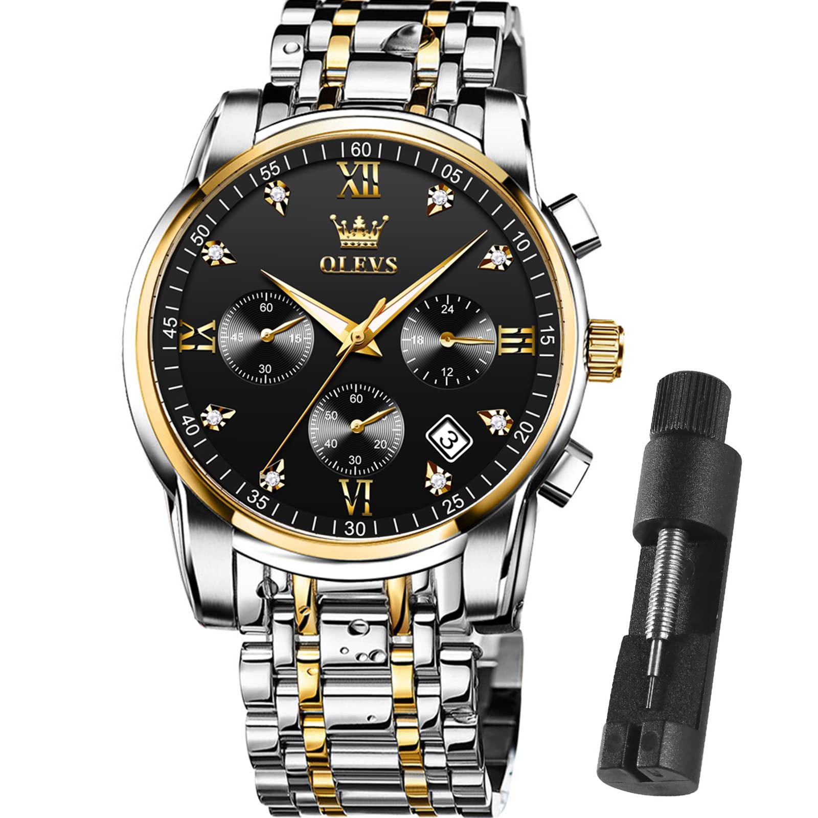 OLEVS Mens Watches Waterproof Stainless Steel Adjustable Bracelet Watc - View 10