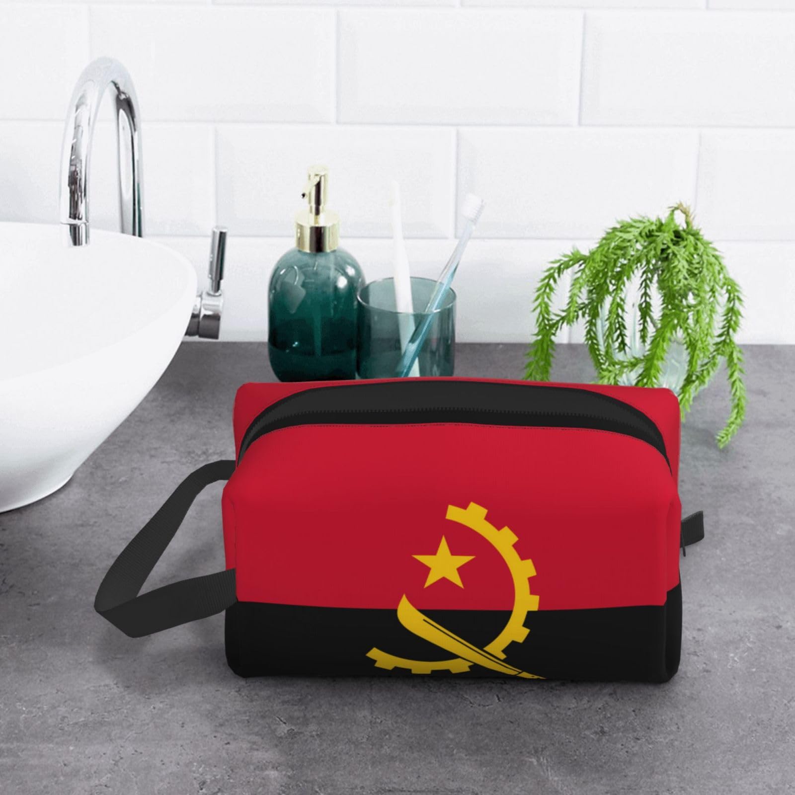 SXZVVBN Angola Flag Large Capacity Travel Toiletry Bag Durable Oxford Cloth Makeup Organizer Cosmetic Pouch