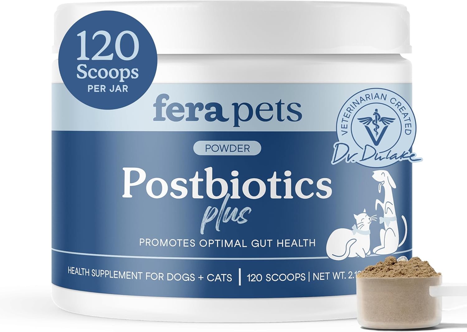 Fera Pets probiotics for dogs and cats with prebiotics, USDA organic formula, supporting energy and healthy skin and coat.