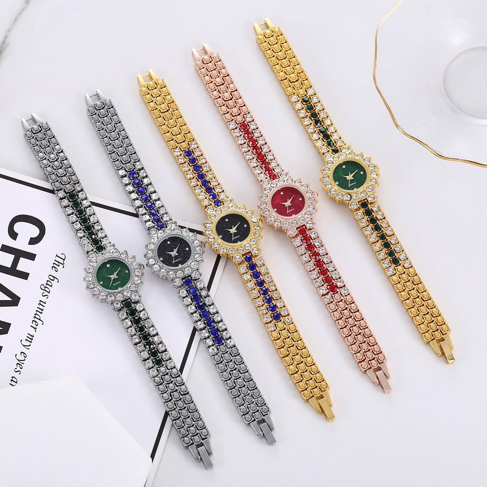 5 Pcs Diamond Watch Wholesale Shiny Rhinestone Bracelet - Dacdyi Official Imagery - 3