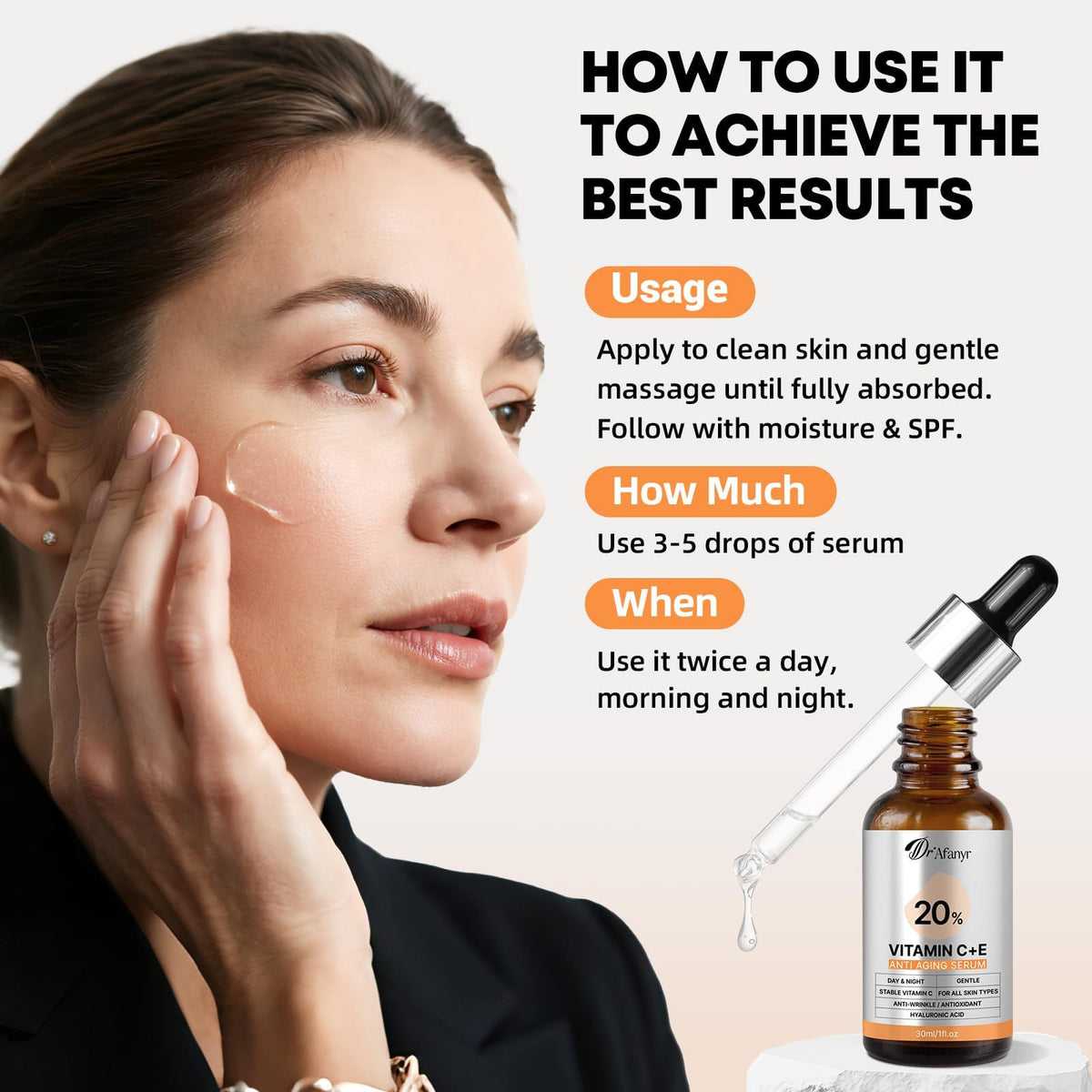 Vitamin C Serum for Face with Hyaluronic Acid Vitamin E - DR.Afanyr Official Imagery - 7