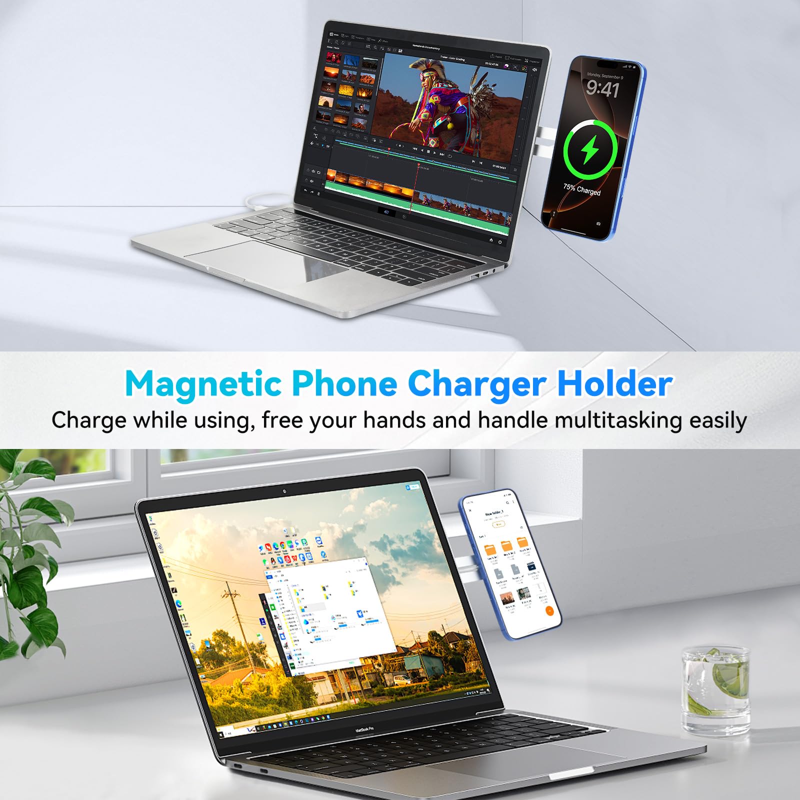 aceyoon Magnetic Wireless Charger Phone Mount for Laptop & Tesla