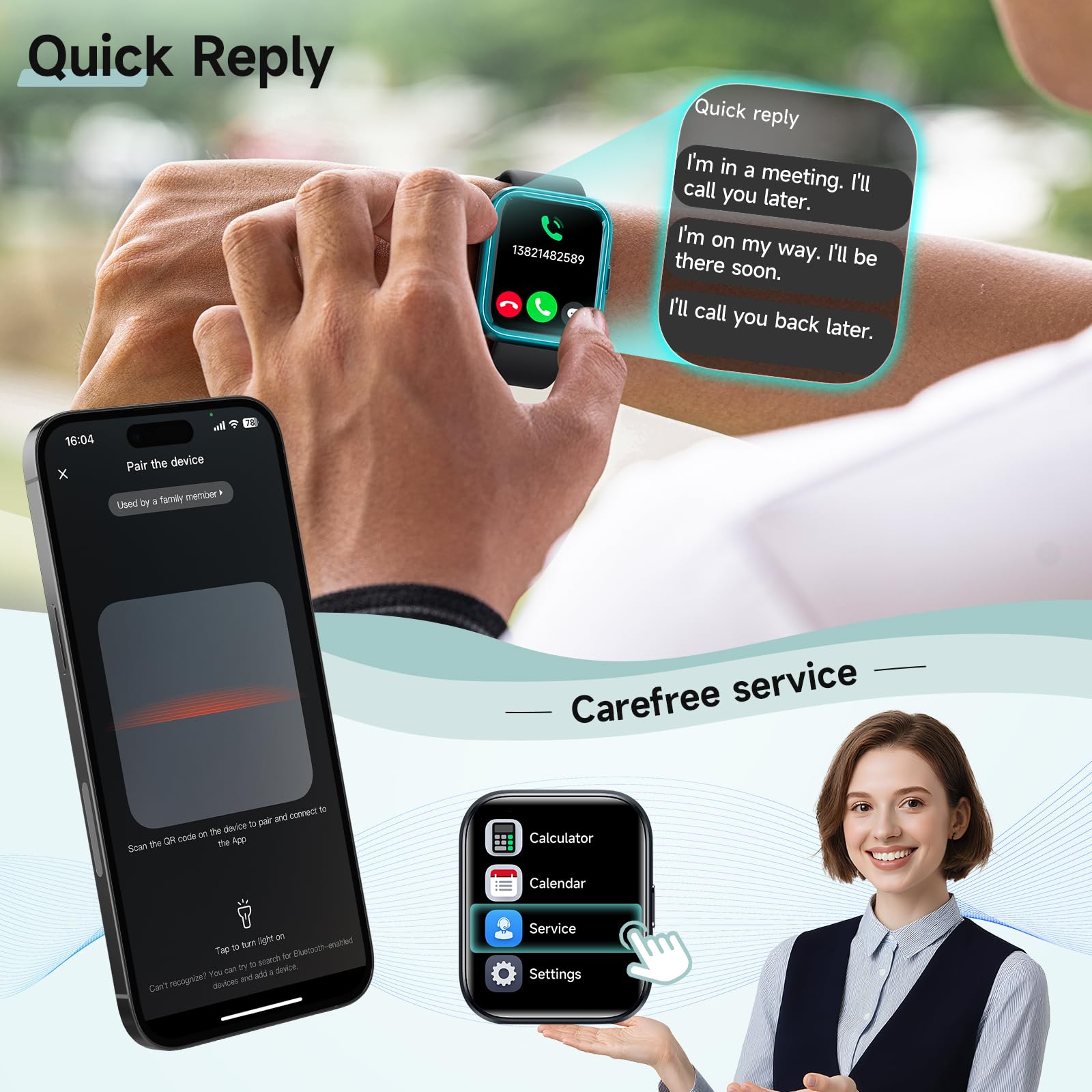 Gydom Smart Watch for Men Women, 1.8" Fitness Tracker for Android & iP - View 9