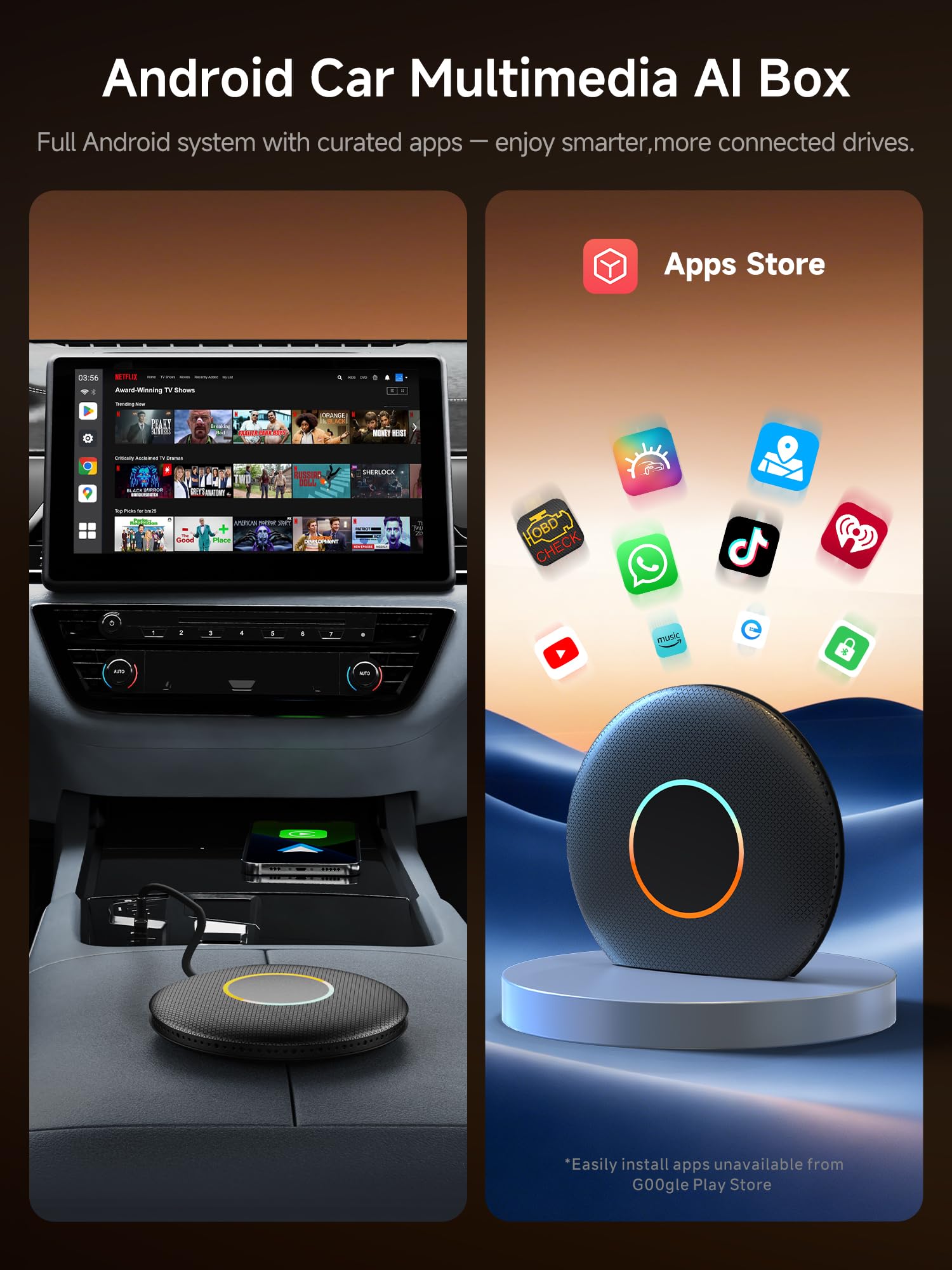 MYATOTO AI Box Carplay, Car Play/Android Auto Wireless Adapter, M by MYATOTO - Angle View 4